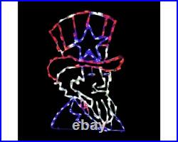 Patriotic 4th of July Outdoor LED Decorations Lighted Uncle Sam Wireframe 30