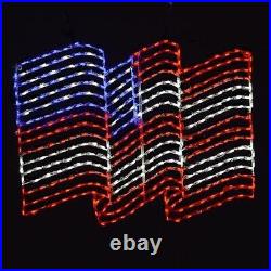 Patriotic American Flag Light Up Outdoor LED Wireframe Aluminum Decoration NEW Patriotic American Flag Light Up Outdoor LED Wireframe Aluminum Decoration NEW
