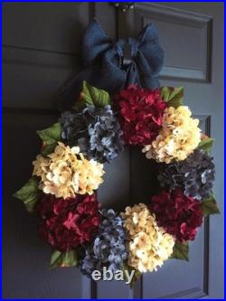 Patriotic Hydrangea Wreath, Front Door Decor