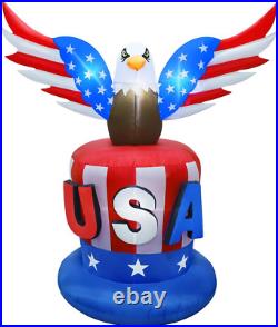 Patriotic Independence Day Inflatable, 8FT Height USA Bald Eagle on Uncle Sam Ha