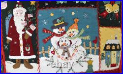 Patriotic Santa, Christmas sampler pillow. BIG handmade wool felt New World Arts