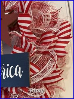 Patriotic WREATH God Bless America Red, White and Blue wreath 24 Memorial Day