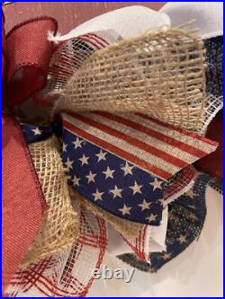 Patriotic WREATH WELCOME Red, White and Blue wreath 24 Memorial Day July 4th