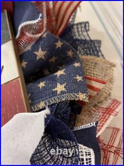 Patriotic WREATH WELCOME Red, White and Blue wreath 24 Memorial Day July 4th