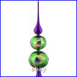 Peacock Finial Polish Glass Christmas Tree Topper