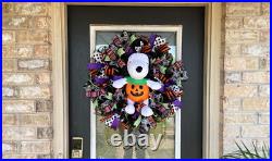 Peanuts Snoopy Halloween Fall Mesh Front Door Wreath Base, Home Decoration