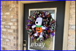 Peanuts Snoopy Halloween Fall Mesh Front Door Wreath Base, Home Decoration