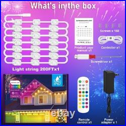 Permanent Outdoor Lights200ft RGB Eaves Lights with App & Remote Control Outd Permanent Outdoor Lights200ft RGB Eaves Lights with App & Remote Control Outd