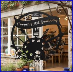 Personalized Art Teacher Floral Metal Sign Custom Home Outdoor Studio Decor Sign
