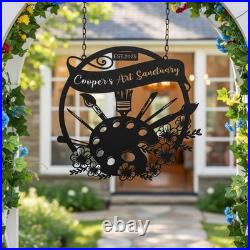 Personalized Art Teacher Floral Metal Sign Custom Home Outdoor Studio Decor Sign