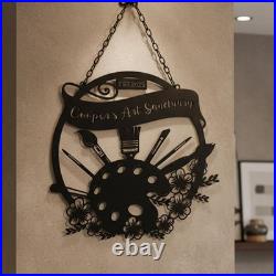 Personalized Art Teacher Floral Metal Sign Custom Home Outdoor Studio Decor Sign