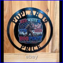 Personalized Bigfoot Metal Sign Custom Ranch Camping Name USA 250th Plaque