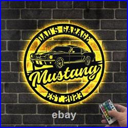 Personalized Garage Metal LED Sign, Custom Car Wall Art, Car Lover Gift