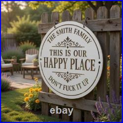 Personalized Metal Sign This Is My Happy Place Sarcastic Home Decor Gift