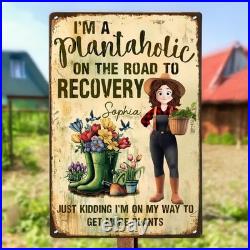 Personalized Plantaholic Metal Sign Funny Garden Art Decor