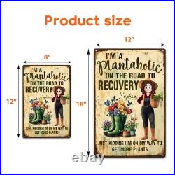 Personalized Plantaholic Metal Sign Funny Garden Art Decor
