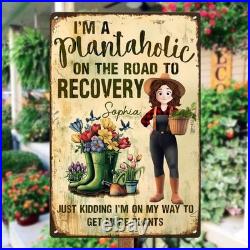 Personalized Plantaholic Metal Sign Funny Garden Art Decor