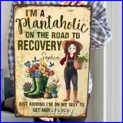 Personalized Plantaholic Metal Sign Funny Garden Art Decor