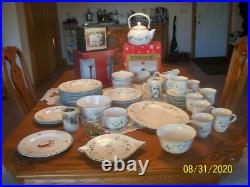 Pfaltzgraff Winterberry Vtg. Stoneware Holiday Christmas Grouping of 93 Pieces