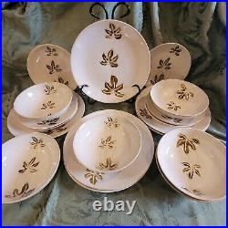 Pier 1 Autumn Leaves 3pc Dinner Set For 6 Thanksgiving Fall Holiday Embossed A++