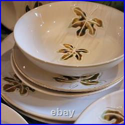 Pier 1 Autumn Leaves 3pc Dinner Set For 6 Thanksgiving Fall Holiday Embossed A++