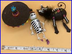 Pier 1 Day Of The Dead Halloween Glitter Skeleton Black Cat Sugar Skull Pumpkin