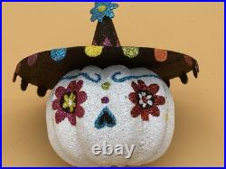Pier 1 Day Of The Dead Halloween Glitter Skeleton Black Cat Sugar Skull Pumpkin