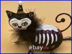 Pier 1 Day Of The Dead Halloween Glitter Skeleton Black Cat Sugar Skull Pumpkin