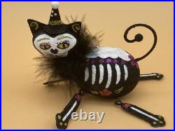 Pier 1 Day Of The Dead Halloween Glitter Skeleton Black Cat Sugar Skull Pumpkin