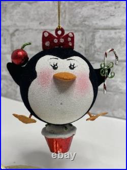 Pier 1 Glittery Girl Penguin Cupcake Cherry Candy Christmas Ornament Very Rare