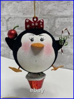 Pier 1 Glittery Girl Penguin Cupcake Cherry Candy Christmas Ornament Very Rare