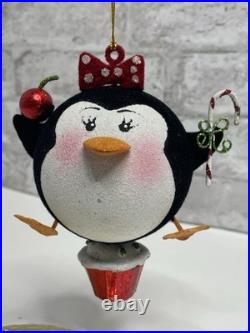 Pier 1 Glittery Girl Penguin Cupcake Cherry Candy Christmas Ornament Very Rare