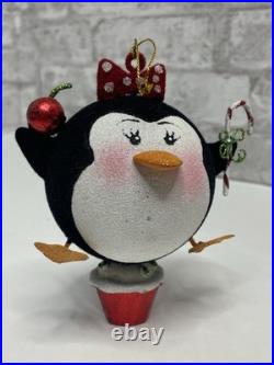 Pier 1 Glittery Girl Penguin Cupcake Cherry Candy Christmas Ornament Very Rare