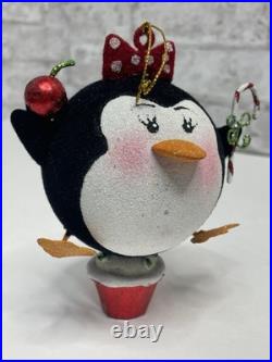Pier 1 Glittery Girl Penguin Cupcake Cherry Candy Christmas Ornament Very Rare