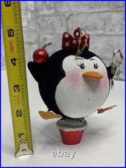 Pier 1 Glittery Girl Penguin Cupcake Cherry Candy Christmas Ornament Very Rare