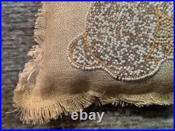 Pier 1 Imports Jute Beaded Bunny and Easter Egg Pillow 12 x 20 Natural NWT