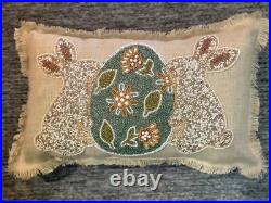 Pier 1 Imports Jute Beaded Bunny and Easter Egg Pillow 12 x 20 Natural NWT