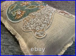 Pier 1 Imports Jute Beaded Bunny and Easter Egg Pillow 12 x 20 Natural NWT