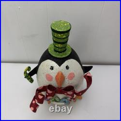 Pier 1 Imports Vintage Glitter Christmas Holiday Penguin Figurine 11