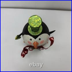 Pier 1 Imports Vintage Glitter Christmas Holiday Penguin Figurine 11