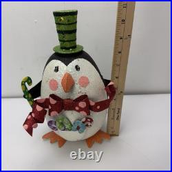 Pier 1 Imports Vintage Glitter Christmas Holiday Penguin Figurine 11
