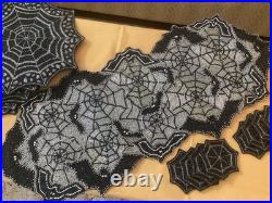 Pier 1 & Spooky Nights Beaded Spider Web Placemats, Coasters, Runner Set Of 17 Pier 1 & Spooky Nights Beaded Spider Web Placemats, Coasters, Runner Set Of 17