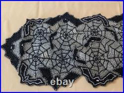 Pier 1 & Spooky Nights Beaded Spider Web Placemats, Coasters, Runner Set Of 17 Pier 1 & Spooky Nights Beaded Spider Web Placemats, Coasters, Runner Set Of 17