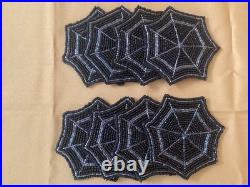 Pier 1 & Spooky Nights Beaded Spider Web Placemats, Coasters, Runner Set Of 17 Pier 1 & Spooky Nights Beaded Spider Web Placemats, Coasters, Runner Set Of 17
