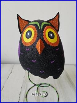 Pier 1 glitter owl bird Halloween RARE decor centerpiece sparkle Pier 1 glitter owl bird Halloween RARE decor centerpiece sparkle