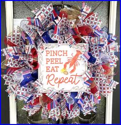Pinch Peel Seafood Boil Summer Front Door Wreath Crawfish Lobster Shrimp Boil