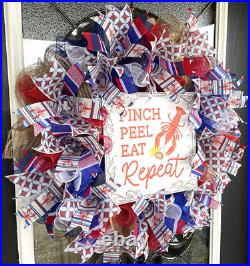 Pinch Peel Seafood Boil Summer Front Door Wreath Crawfish Lobster Shrimp Boil