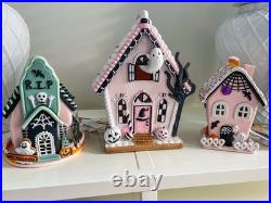 Pink 3 Set Halloween Gingerbread House Lights Ghoulish, Broomstick Sweet Treats