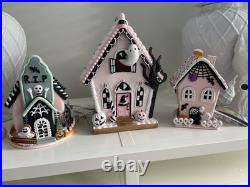 Pink 3 Set Halloween Gingerbread House Lights Ghoulish, Broomstick Sweet Treats