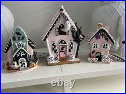 Pink 3 Set Halloween Gingerbread House Lights Ghoulish, Broomstick Sweet Treats